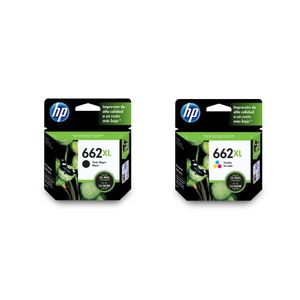 Combo de 2 cartuchos Tinta HP 662 XL Negra + Tinta HP 662 XL Tri color