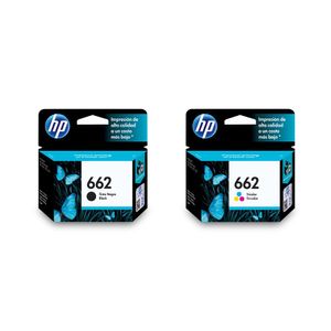 Combo de 2 cartuchos Tinta HP 662 Negra + Tinta HP 662 Tri color