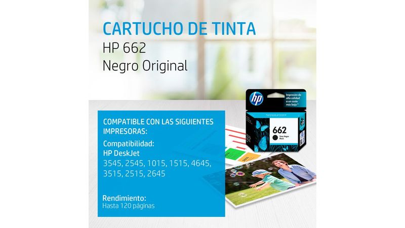 Combo de 2 cartuchos Tinta HP 662 Negra + Tinta HP 662 Tri color