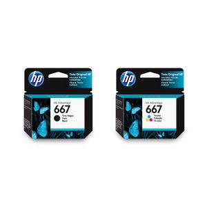 Combo de 2 cartuchos Tinta HP 667 Negra + Tinta HP 667 Tri color